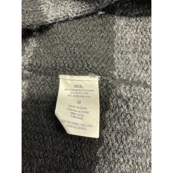 Vince hooded duster Cardigan Size M Black striped Wool Alpaca Cashmere Sweater - Picture 7 of 11